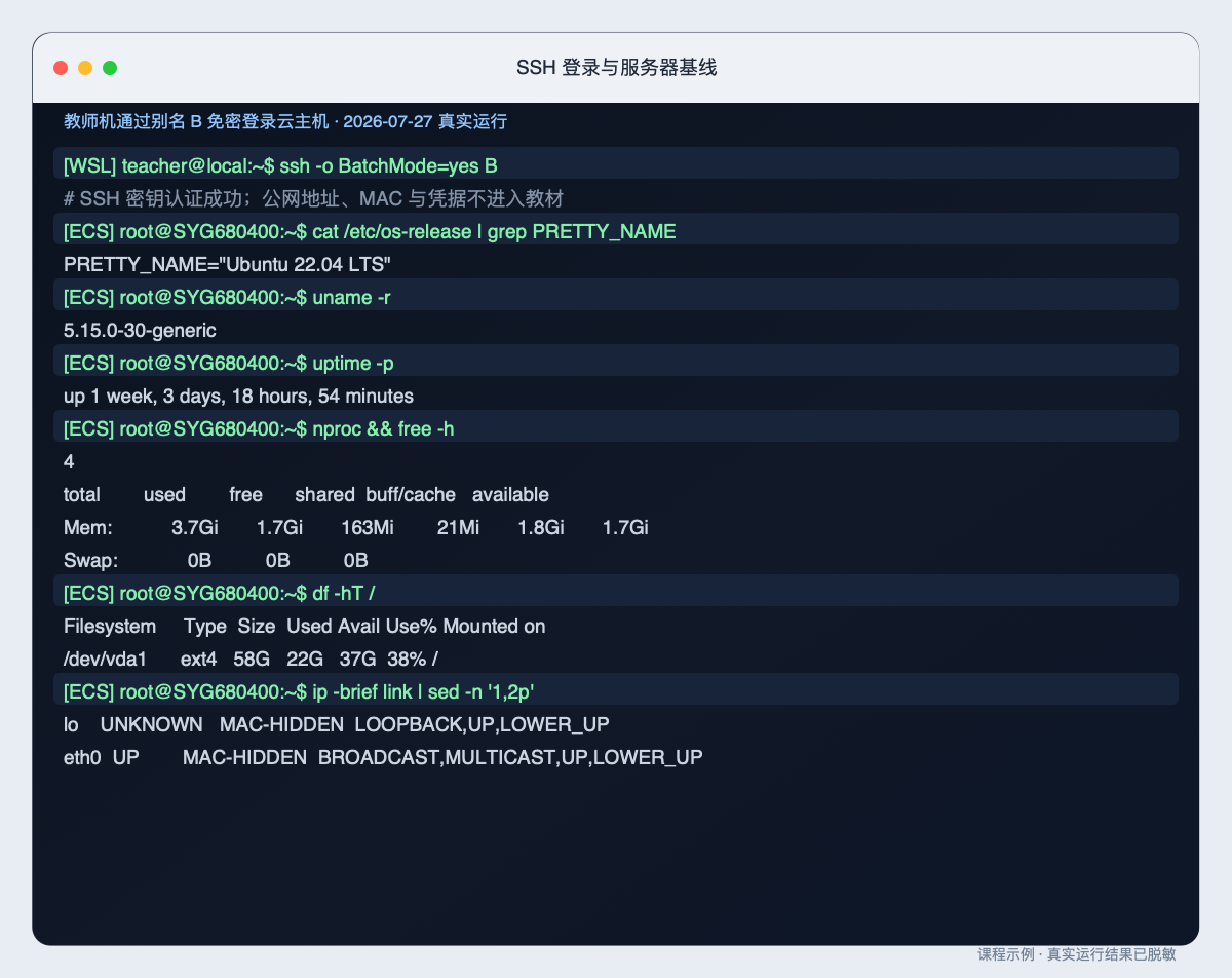 SSH 登录与服务器基线的原始整页终端截图