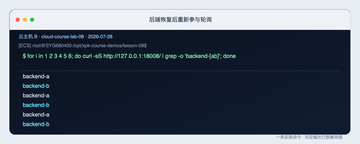 后端恢复后重新参与轮询的原始整页终端截图